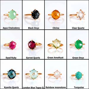 Anillo de piedra natal chapado en oro granate Plata de Ley 925 Anillo de piedras preciosas redondas delicadas Tamaño del anillo 8mm Regalo para ella - Product Image 3