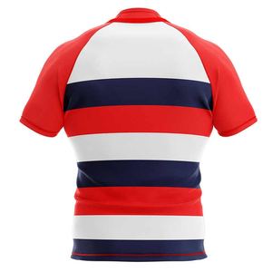 Camiseta de rugby ventilada con paneles de contraste de estilo de cuello moderno Diseño de ajuste cómodo y opciones de ilustraciones de equipo sublimadas en negrita - Product Image 6