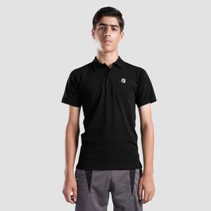 Polo de golf pour jeunes GA en tissu Oxford long noir respirant, écologique, brodé en soie, technique, taille 6XL, coupe ample - Product Image 1