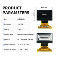 GME12864-41 Layar Panel Mikro Mini Tanpa Sentuh 0.96'' PMOLED 128x64 Monitor SSD1315 SPI/I2C