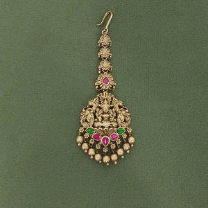 Antiguo diseñador clásico Tikka con chapado en oro Hermosa joyería antigua para la frente - Product Image 2