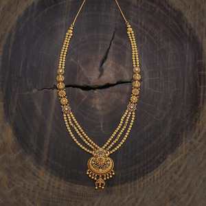 Antique Fashion Women's Wedding Layered <b>Necklace</b> with Gold Polish Ruby Synthetic Stones Zinc Alloy Tassel 182692 - Product Image 2