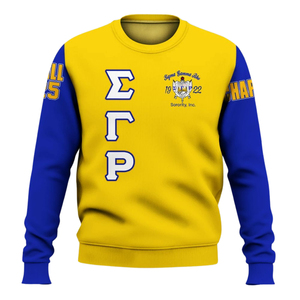 Sudadera con Cuello Redondo Sigma Gamma Rho 1922, Azul y Dorado, Ropa de Hermandad Griega, Sudadera de Forro Polar Premium, Cómoda para Invierno, para Mujer - Product Image 1