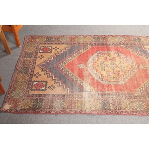 Alfombra Vintage de 3.8x7.1 pies, Alfombra Turca Geométrica Roja - Product Image 4