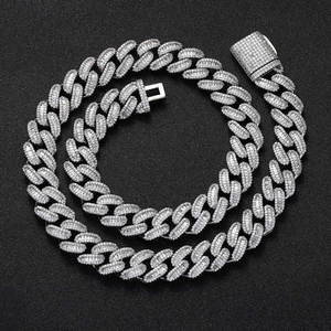 Collier personnalisé en argent sterling 925 avec moissanite, chaîne cubaine de 14 mm, style hip-hop glacé intemporel, cadeau de fiançailles de luxe pour homme - Product Image 3