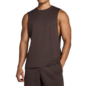 Men's Cut Out Sleeveless Loose Fit Sports Fitness Tank Top Muscle Bodybuilding Blank Workout Stretchable Activewear Vest Top - Product Image 1