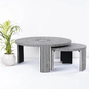 Table basse ronde moderne la pièce maîtresse parfaite pour améliorer les meubles de salon de votre maison avec des tabourets poufs - Product Image 3