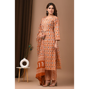 Cómodo conjunto de traje de algodón Conjunto de traje de algodón para mujer Conjunto de traje de algodón de colores brillantes - Product Image 3