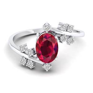 Bague de fiançailles REYES en argent sterling 925 avec rubis ovale de 1,2 carat, bijoux précieux en moissanite pour femmes - Product Image 5