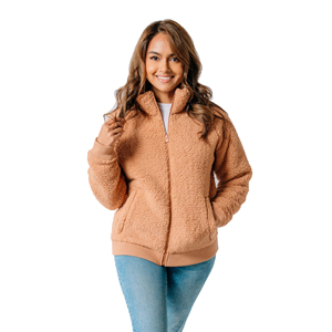 Wholesale Women's Fleece <b>Jacket</b> Solid Color Full Sleeve Zipper Closure Stand Collar Regular Length Autumn Wear - Product Image 1