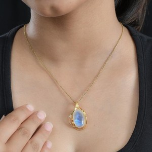 Collar con colgante de piedra lunar para mujer, joyería de piedra preciosa ovalada, regalo de compromiso, joyería de piedra lunar de plata esterlina, colgante bohemio para mujer - Product Image 4