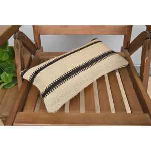 Almohada decorativa de retazos Kilim de lana Beige, patrón de hojas esponjosas Vintage de 8x16 pulgadas para uso en sofá - Product Image 5