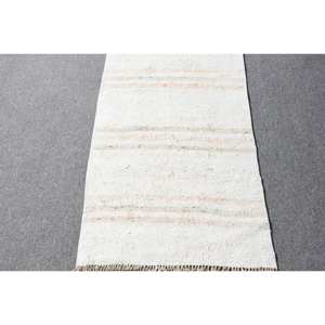 Tapis en laine turque moderne vintage 18x9ft blanc sur blanc tissage plat patchwork design pour décorations de salon avec support en latex - Product Image 4