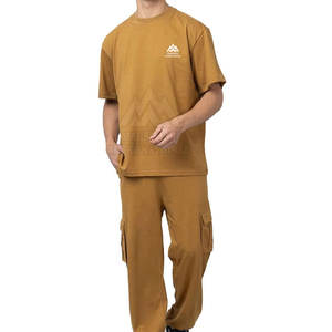 Latest Design Causal Wear Men <b>Shorts</b> Sleeve Solid Color Plain T-Shirts & <b>Trousers</b> Set For Sale - Product Image 1