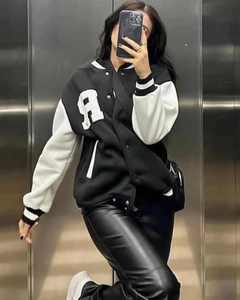 Chaqueta de béisbol personalizada Lana Mangas de cuero Parche Bordado Vintage Letterman Coat - Product Image 4