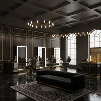 Ensemble complet de salon de coiffure moderne avec mobilier en bois pour hôtel, salle de sport, centre commercial, restaurant, atelier, utilisation en extérieur