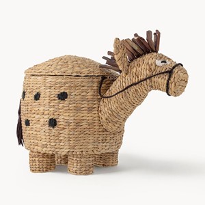 Paniers adorables en forme d'animaux pour la chambre des enfants, paniers en jacinthe d'eau naturelle tissés - Product Image 1