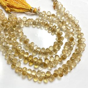 ลูกปัด briolette เหลี่ยมเพชรพลอยซิทรีนลูกปัดสีเหลืองธรรมชาติรูปทรงหยดน้ำสำหรับทำเครื่องประดับลูกปัดหินเหลี่ยมเพชรพลอย Citrine - Product Image 4