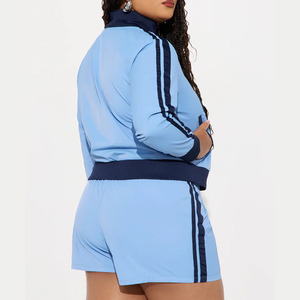 ชุดกีฬา2ชิ้น/เซ็ตชุดกันลมแบบลำลองของผู้หญิงชุดถักแบบแห้งเร็วทำจากโพลีเอสเตอร์/ ไนลอน - Product Image 6