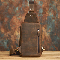 Sac bandoulière unisexe en cuir pleine fleur véritable style personnalisé, sacoche de poitrine en cuir Crazy Horse avec fermeture éclair, réutilisable, écologique, grande taille