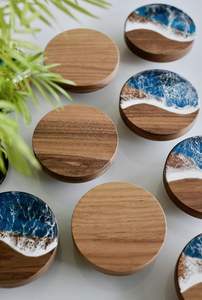 Dessous de verre lavables durables, incassables et colorés en résine et bois, antidérapants, pour tasses à café et à thé, tapis d'isolation en liège d'usine - Product Image 3