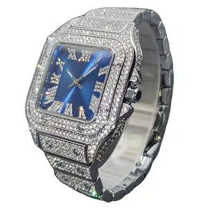 Design di lusso VVS orologio con diamanti coltivato da laboratorio a prezzi accessibili Tester Moissanite ghiacciato con diamanti con quadrante blu prezzo all'ingrosso