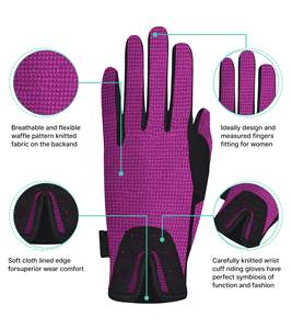 ถุงมือหนังขี่ม้าสำหรับผู้หญิงถุงมือขี่ม้าและขี่ม้าสำหรับผู้หญิงถุงมือนิรภัยลายดาวมีสไตล์ใหม่สำหรับฤดูหนาว - Product Image 2