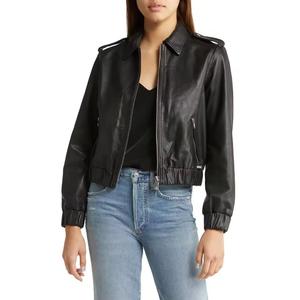 Vêtements de luxe automne personnalisé extérieur hiver vestes femme noir moto femmes PU veste en cuir - Product Image 2