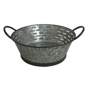 Cuenco decorativo para servir frutas de metal galvanizado para centro de mesa de granja de cocina rústica con diseño duradero y duradero - Product Image 3