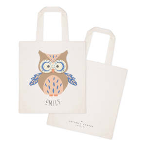Personalized Owl Cotton Canvas Tote Bag Name Eco-Friendly Recyclable 12oz Thickness Screen Printing Medium for Daily Use Beach - Product Image 2