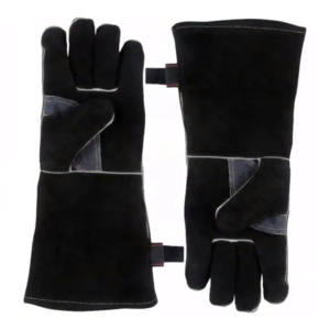 Venta al por mayor personalizado OEM Logo negro cuero de vaca Split guantes resistentes al fuego soldadura mano guantes de seguridad - Product Image 1