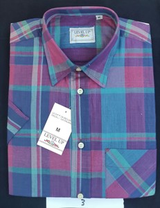 Camicia da uomo di alta qualità in cotone 100% manica corta quadri colorati seguendo <span class=keywords><strong>la</strong></span> tradizione Made in Italy export - Product Image 5