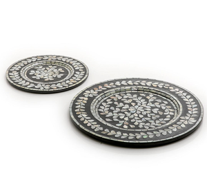 Top Tendance Écologique Maison Café Plateau Personnalisé Petit Décor Résine Plateau Mère Perle Conception Offre Spéciale Bois Métal Matériel - Product Image 1