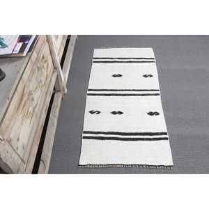 Tapis turc Kilim 1,8 x 3,8 pieds, tapis vintage, tapis en laine camouflage blanc - Product Image 3