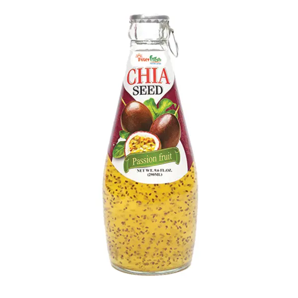चिया बीज के जुनून फल ग्लास की बोतल शक्तिशाली लाभ त्वरित पेय पदार्थ के साथ प्राकृतिक स्वाद वाला फल रस