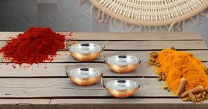 ชามอาหารอินเดียทำจากเหล็กสแตนเลสที่ได้รับแรงบันดาลใจจากอาหารอินเดียอุปกรณ์สำหรับอาหารเย็นอุปกรณ์โลหะคาราฮิ - Product Image 6