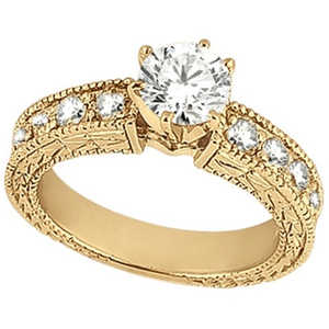 Bague de fiançailles vintage en or jaune 14 carats avec diamant rond de 3,50 carats, pièce d'héritage - Product Image 3