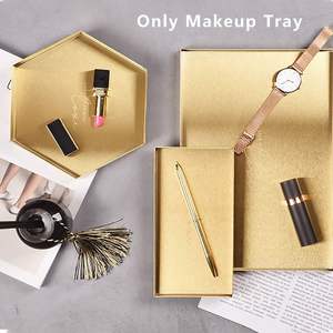 Gold Rectangle Trays, Brass Metal Serving Tray, Home Decorative Bathroom Vanity <b>Counter</b> <b>Top</b> Organization Storage Tray - Product Image 3