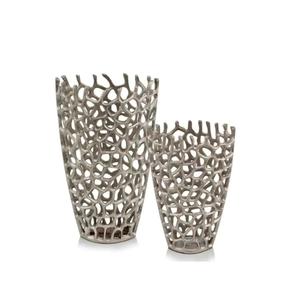 Vase et pot en corail argenté décoratif pour la maison Vase à fleurs d'affichage gravé personnalisé Vase en aluminium de vente chaude à vendre - Product Image 1