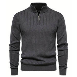 Produits en tissu de qualité supérieure Sweatshirts à demi-fermeture éclair Nouveaux arrivages personnalisés Bonne qualité Basics Cotton Blended Men Half Zip Sweatshirts - Product Image 1