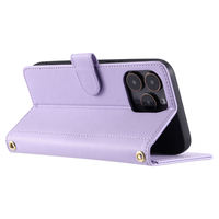 Étui de téléphone en cuir de luxe avec sangle, fonction tactile protectrice et élégante, compatible avec iPhone, disponible en 6 couleurs
