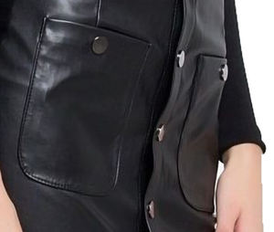 Haute qualité à la mode nouveau Design Look chaud poches avant en cuir de mouton véritable femmes jupe courte à vendre - Product Image 3