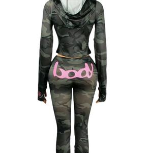 Ensemble de survêtement décontracté pour femmes, automne 2025, uni, à capuche, respirant, haut à manches longues, pantalon, élasticité, streetwear, sport, deux pièces, rose - Product Image 1