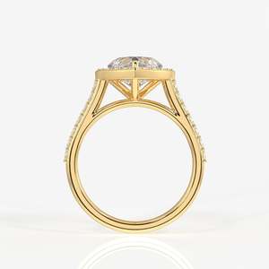 Heart Cut Moissanite Diamond Halo Engagement <b>Ring</b> Stylish Sterling Silver Wedding Band - Product Image 5