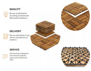 Tuiles de terrasse extérieures en bois d'acacia vietnamien, antidérapantes, imperméables, finition mate, surface huilée, contemporaines - Product Image 5