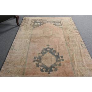 Tapis Vintage Large 4.1X11 pieds Beige Bleu Patchwork Laine Latex Style Turc Couloir Rectangulaire Abstrait Chambre Seagrass Fourrure - Product Image 4