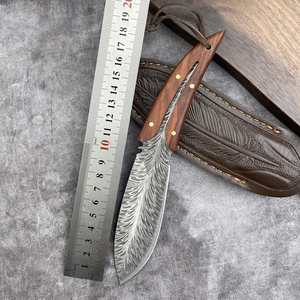 Couteau Bowie de haute qualité personnalisable, à lame en damas, pour la poche, la défense personnelle en extérieur, la survie, pointe tombante, garantie 1 an, OEM - Product Image 1