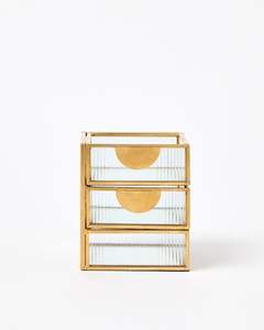 Boîte à bijoux en métal et en verre de designer, vitrine transparente pour bagues, colliers et bracelets précieux - Product Image 1