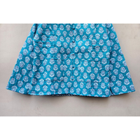 Buatan tangan Indian Vintage wanita jaket putih dan Teal bunga unik blok desain cetak pada kapas berlapis bernapas gaya