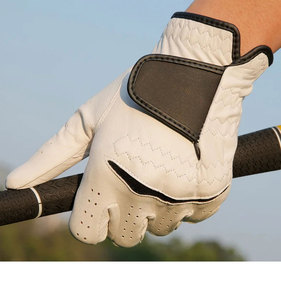 Gant de golf durable en cuir véritable Cabretta pour homme Construction en spandex Blanc/Noir Peau de mouton naturelle brevetée - Product Image 6